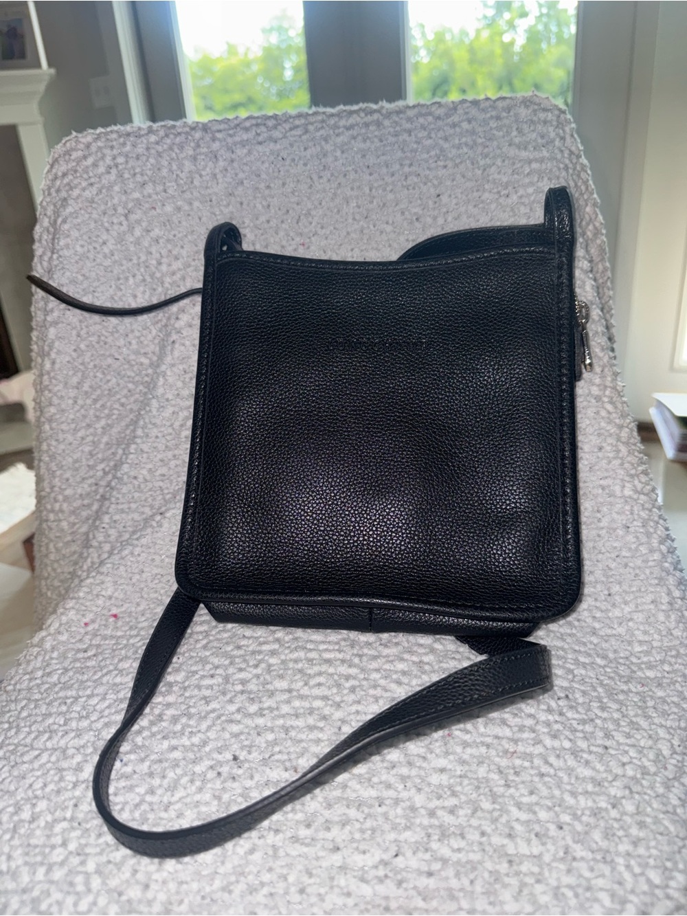 Longchamp Black Pebbled Leather Crossbody Bag